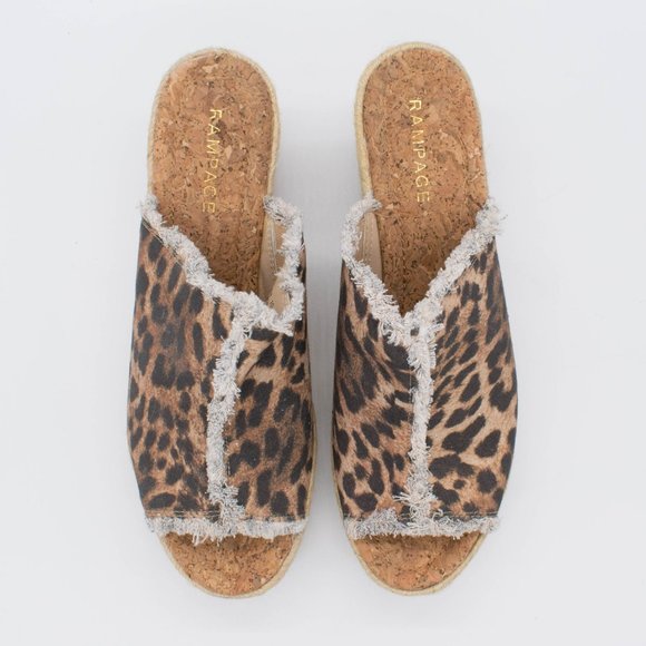 Rampage Espadrille Wedge Animal Print Heavy Linen Sandal Size 10M - Picture 6 of 8